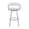 Armen Living Bronson 29" White Faux Leather and Brushed Stainless Steel Swivel Bar Stool 721535762255 - alternate 5